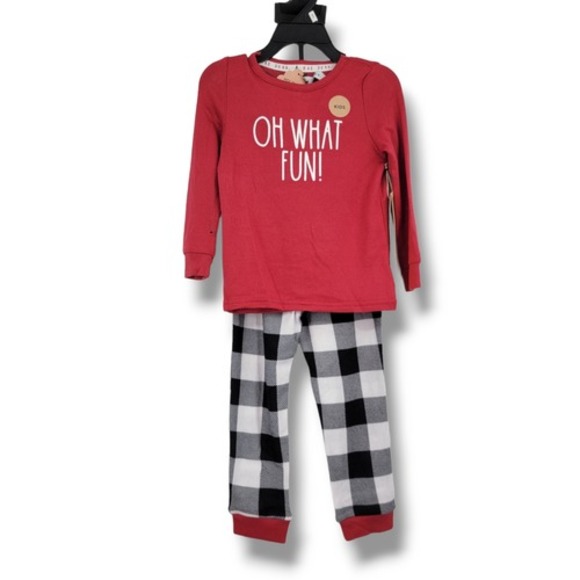 NEW Rae Dunn Toddler Brushed Knit Oh What Fun! Pajama Set Size 4T - Picture 1 of 8